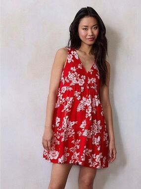 NWT LC Lauren Conrad Sleeveless Floral Dress XS Petite Red White
